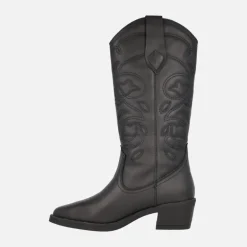 Botas cowboy Teo en piel negra con bordados