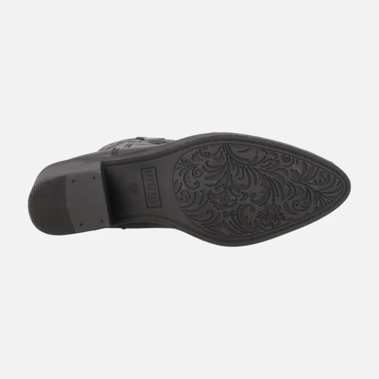 Botas cowboy Teo en piel negra con bordados