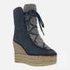 Botas de ante estilo esquimal con pala de borreguillo y cuña alta de yute