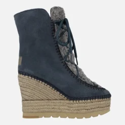 Botas de ante estilo esquimal con pala de borreguillo y cuña alta de yute