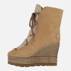 Botas de ante estilo esquimal con pala de borreguillo y cuña alta de yute