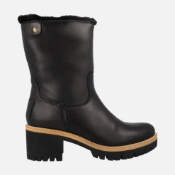 Botas de caña baja Piola en piel negra con forro de pelo