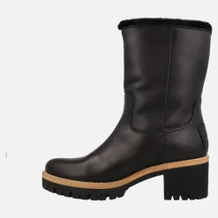 Botas de caña baja Piola en piel negra con forro de pelo