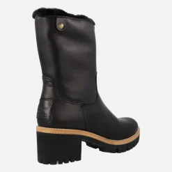 Botas de caña baja Piola en piel negra con forro de pelo
