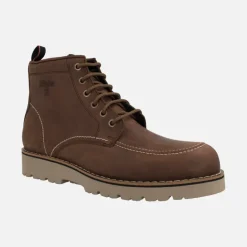 Botas de cordones para hombre en piel engrasada cuero
