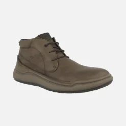Botas de cordones para hombre en piel taupe