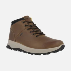 Botas de estilo deportivo en piel engrasada marron con Gore-tex