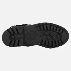 Botas de estilo motero en piel negra Felina con detalle de hebillas