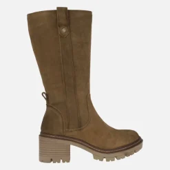 Botas de mujer en serraje camel con piso track
