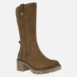 Botas de mujer en serraje camel con piso track