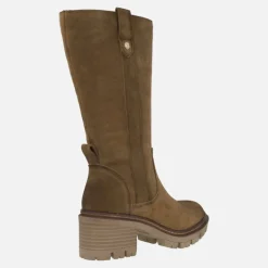 Botas de mujer en serraje camel con piso track