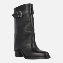 Botas de piel con tacón alto Matilda con faldón y hebilla
