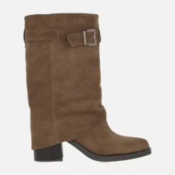 Botas de piel con tacón alto Matilda con faldón y hebilla