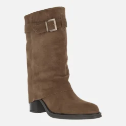 Botas de piel con tacón alto Matilda con faldón y hebilla