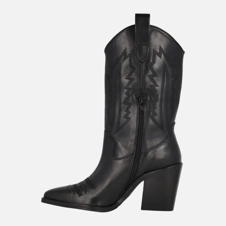Botas de piel estilo cowboy para mujer con bordados