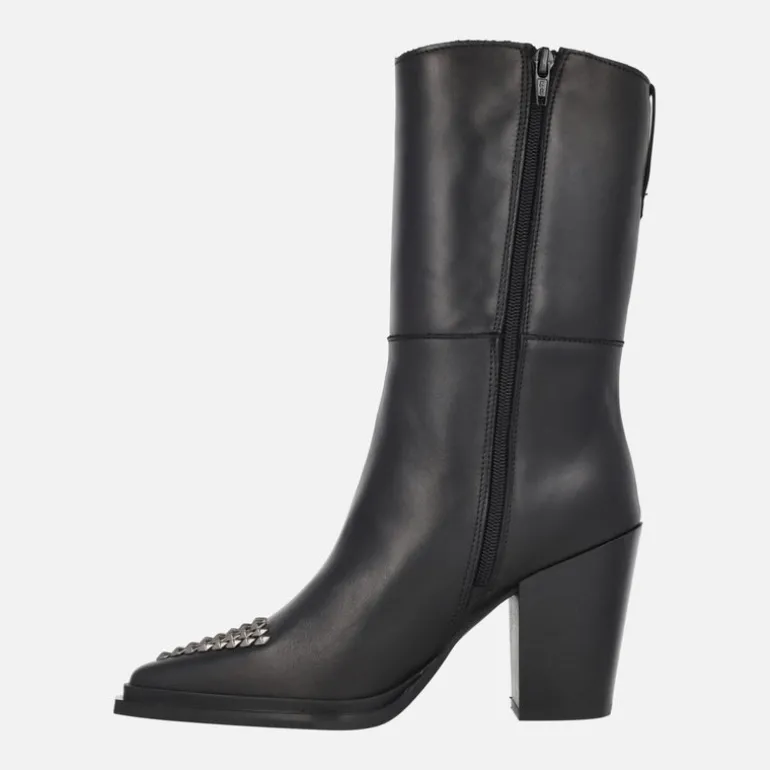 Botas de piel estilo cowboy con tachas en la puntera Maysale
