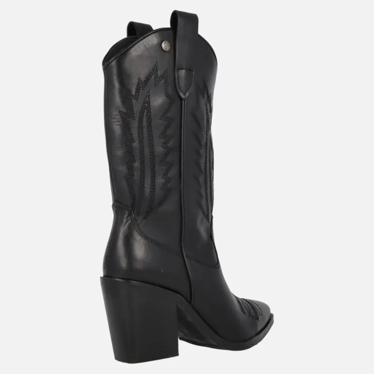 Botas de piel estilo cowboy para mujer con bordados