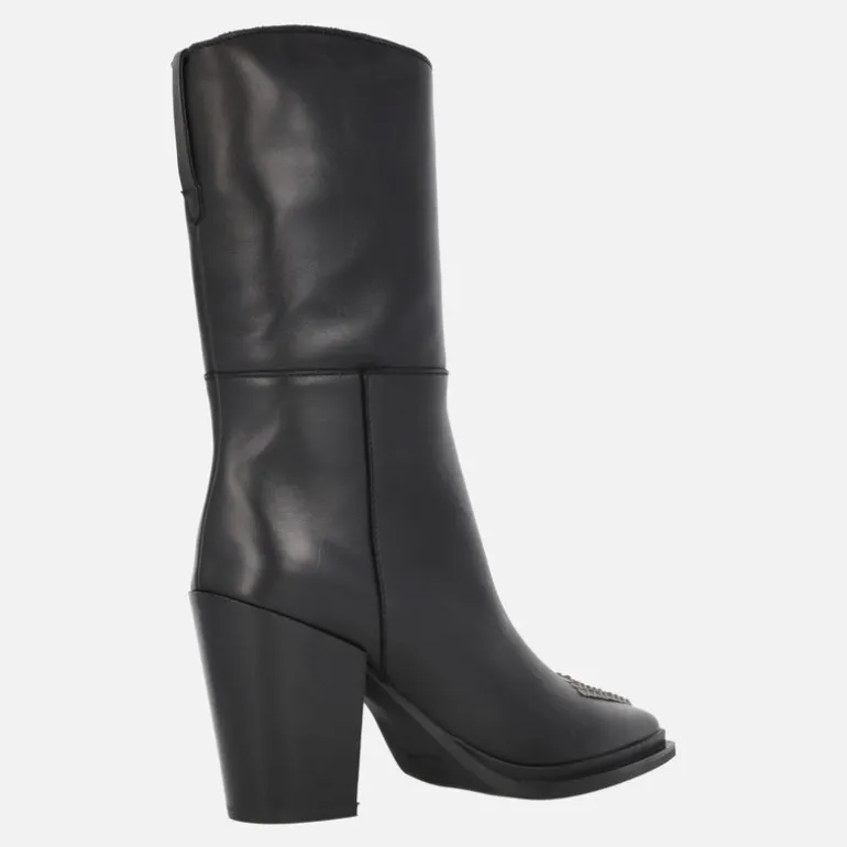 Botas de piel estilo cowboy con tachas en la puntera Maysale