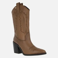 Botas de piel estilo cowboy para mujer con bordados