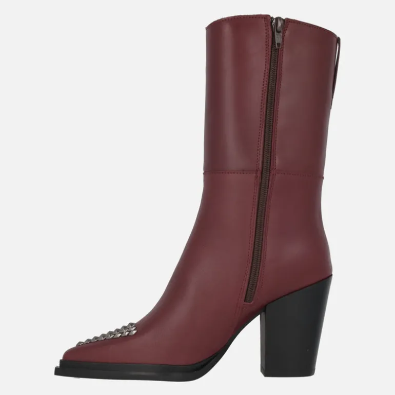 Botas de piel estilo cowboy con tachas en la puntera Maysale