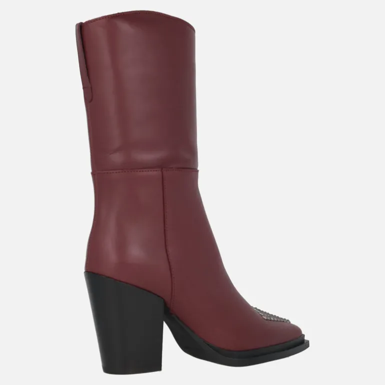 Botas de piel estilo cowboy con tachas en la puntera Maysale