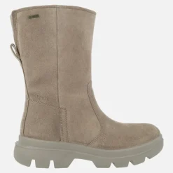 Botas de serraje beige para mujer con piso track y membrana Gore-tex