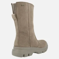 Botas de serraje beige para mujer con piso track y membrana Gore-tex