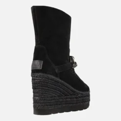 Botas de serraje con adorno de cadena y plataforma de yute