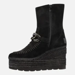 Botas de serraje con adorno de cadena y plataforma de yute