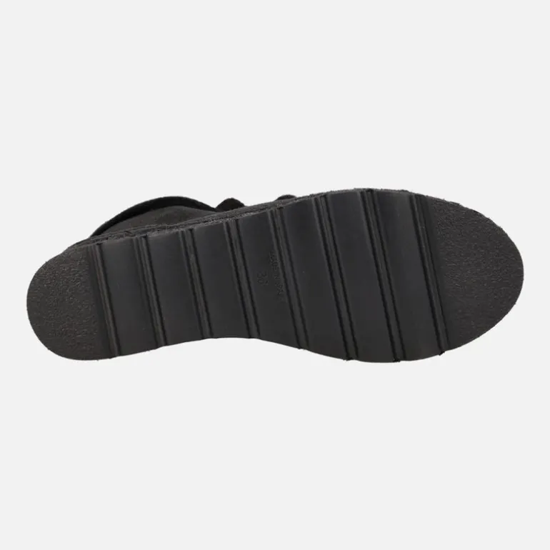 Botas de serraje con pala de pelo y plataforma de yute