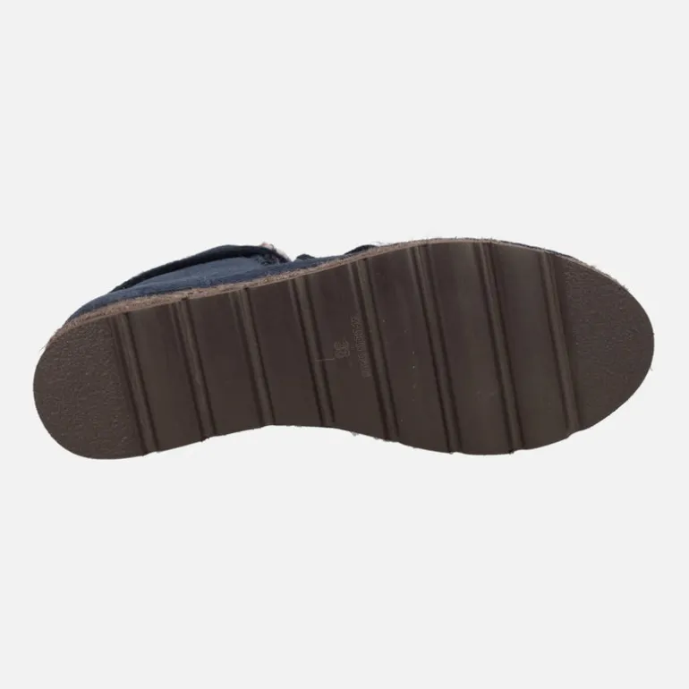 Botas de serraje con pala de pelo y plataforma de yute