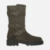 Botas de serraje estilo motero con detalle de tres hebillas Agnes