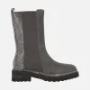 Botas de serraje gris con elásticos y trasera de strass