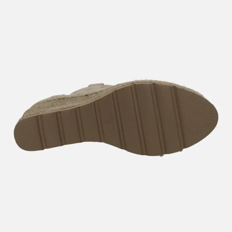 BOTAS DE serraje taupe CON BORDADOS Y CUÑA DE YUTE