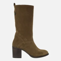 Botas de tacón Dakota de media caña en serraje cuero