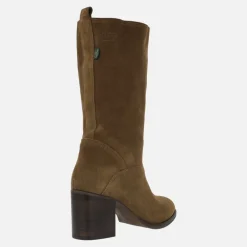 Botas de tacón Dakota de media caña en serraje cuero