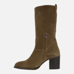 Botas de tacón Dakota de media caña en serraje cuero