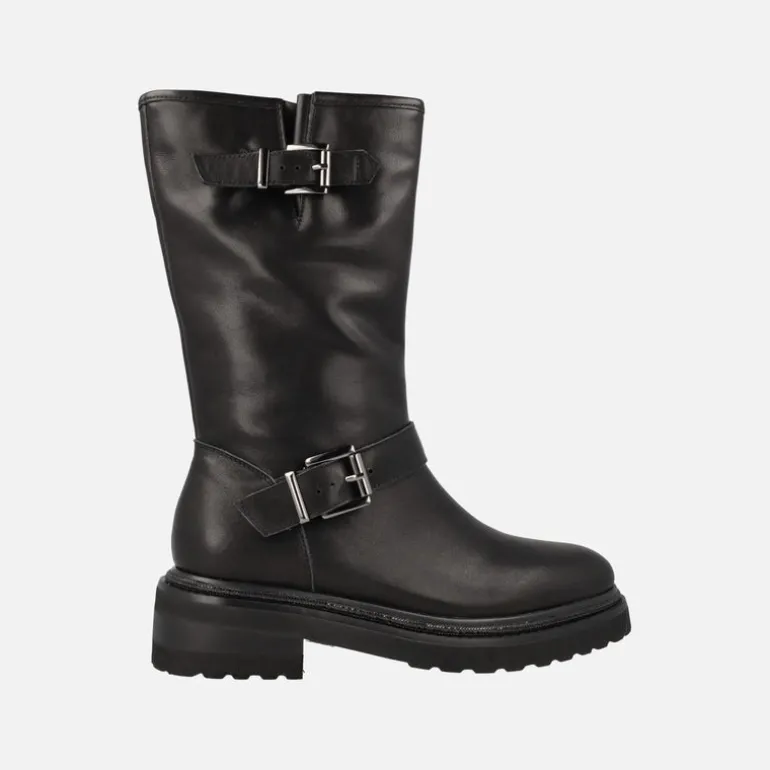 Botas moteras Alma en Pena en piel negra con hebillas