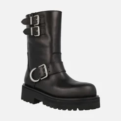 Botas moteras Alpe Biker en piel negra con hebillas