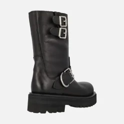 Botas moteras Alpe Biker en piel negra con hebillas