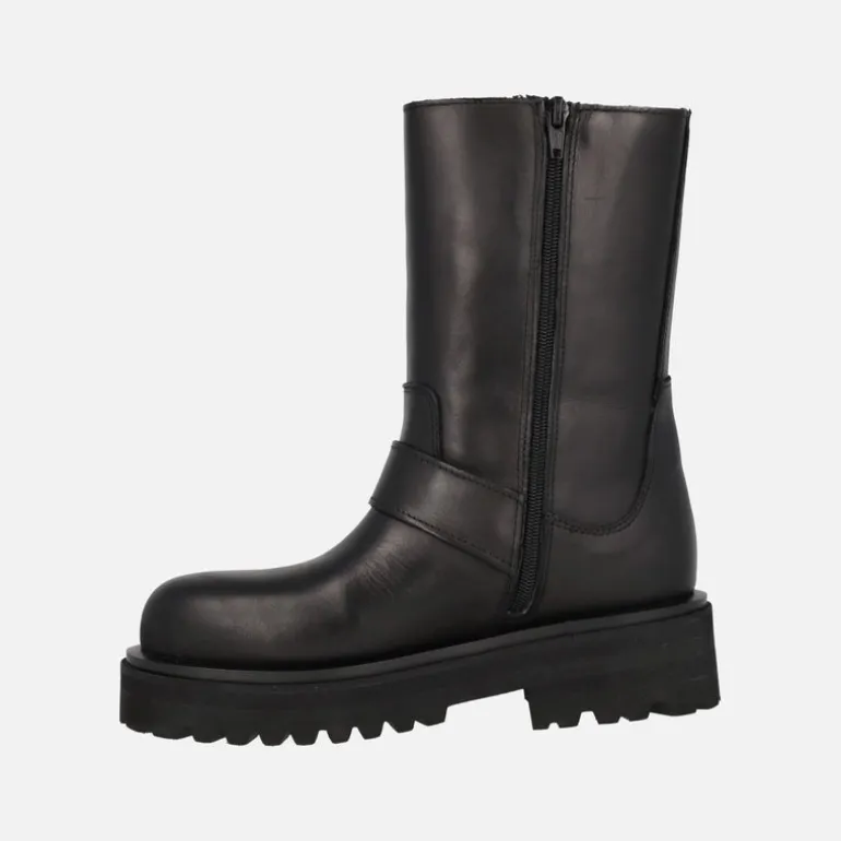 Botas moteras Alpe Biker en piel negra con hebillas
