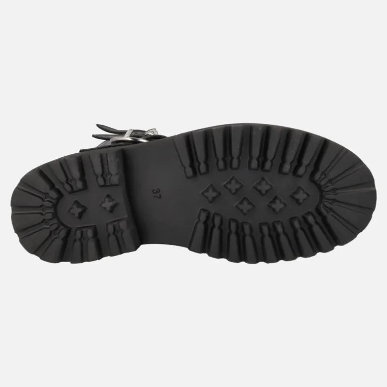 Botas moteras Alpe Biker en piel negra con hebillas