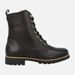 Botas negras de cordones Panama Fara en piel con forro de pelo