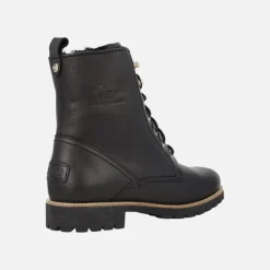 Botas negras de cordones Panama Fara en piel con forro de pelo