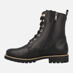 Botas negras de cordones Panama Fara en piel con forro de pelo