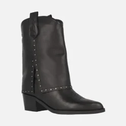 Botas negras de piel Carmela estilo cowboy con detalle de tachas