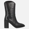 Botas negras de piel con caña baja y tacón alto Camden