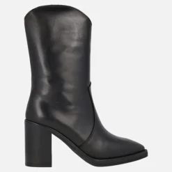 Botas negras de piel con caña baja y tacón alto Camden