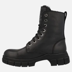 Botas negras de piel con forro de pelo Ninfa