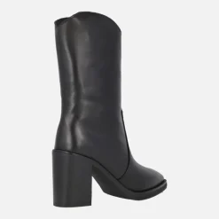 Botas negras de piel con caña baja y tacón alto Camden